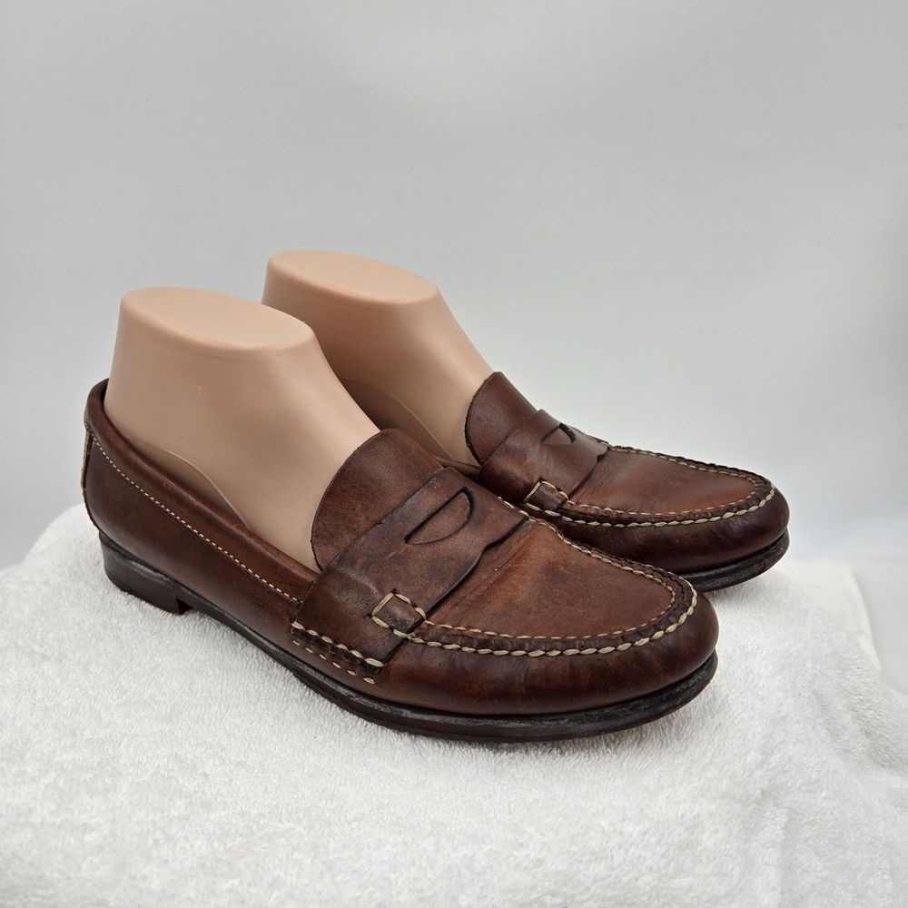 Cole Haan Penny Loafer Shoes Womens Size 9.5 Narrow Brown All Leather Handsewn